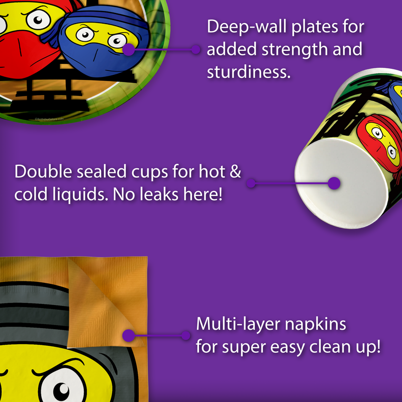 Ninja Master Birthday Party Tableware Kit For 16 Guests - BirthdayGalore.com