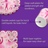Little Ballerina Birthday Party Tableware Kit For 16 Guests - BirthdayGalore.com