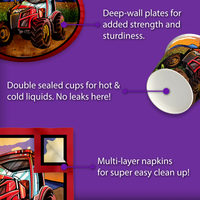 Red Tractor Birthday Party Tableware Kit For 16 Guests