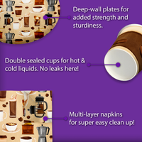 Coffee Birthday Party Tableware Kit For 16 Guests