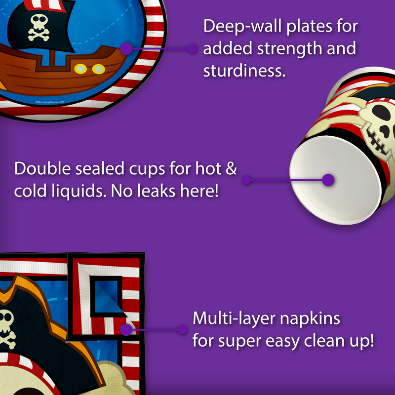 Pirate Ship Birthday Party Tableware Kit For 16 Guests - BirthdayGalore.com