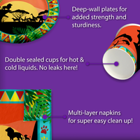 Sunset Safari Animals Birthday Party Tableware Kit For 16 Guests - BirthdayGalore.com