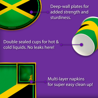 Jamaican Flag Birthday Party Tableware Kit For 16 Guests
