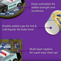 Police Cop Birthday Party Tableware Kit For 16 Guests - BirthdayGalore.com