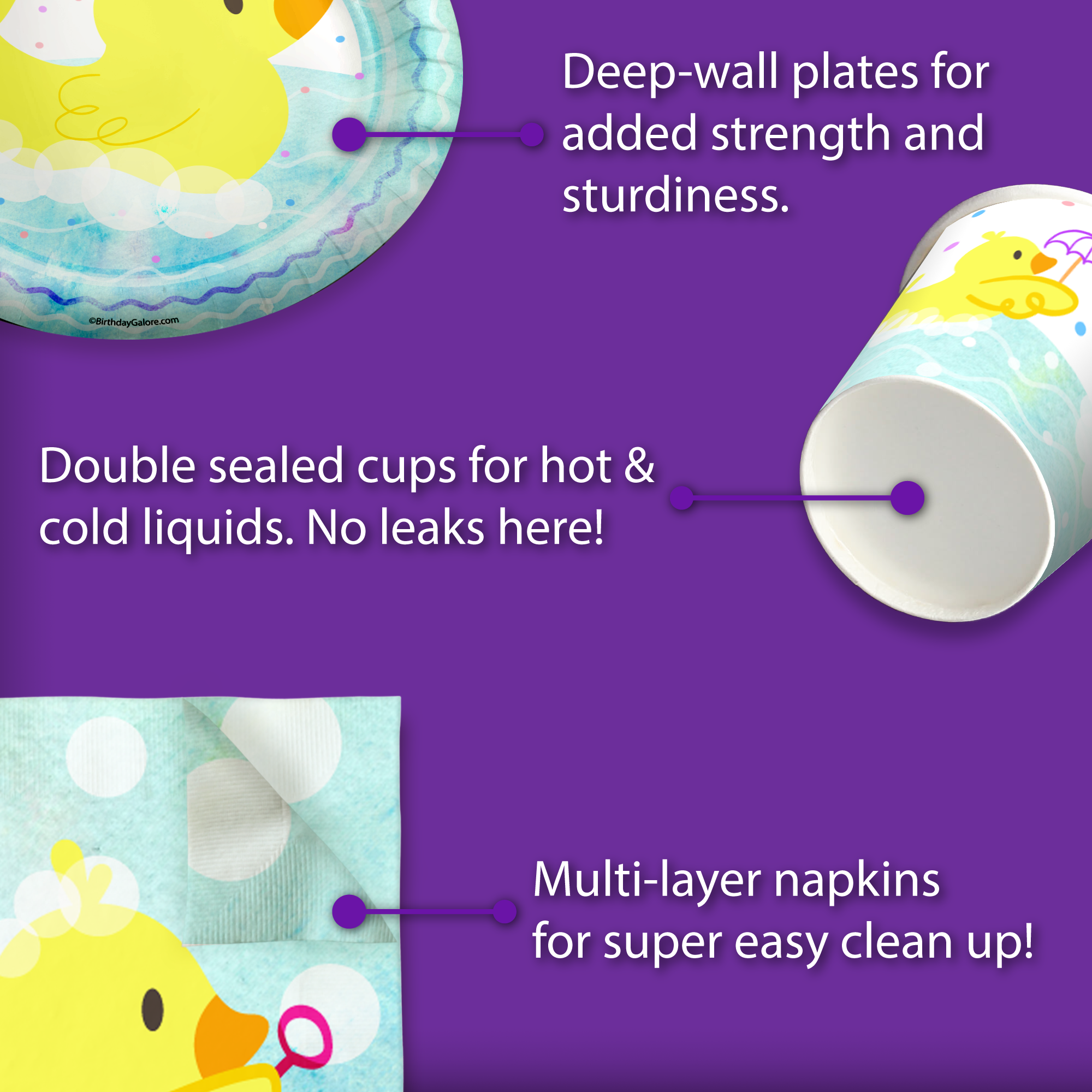 Rubber Ducky Birthday Party Tableware Kit For 16 Guests