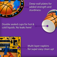 Basketball Star Birthday Party Tableware Kit For 16 Guests - BirthdayGalore.com