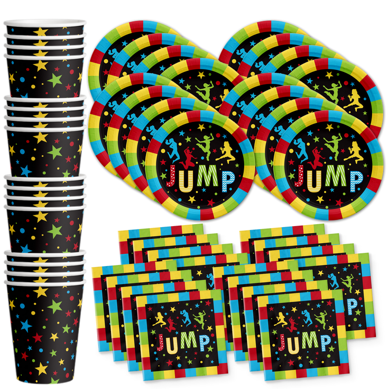 Jump! Birthday Party Tableware Kit For 16 Guests - BirthdayGalore.com