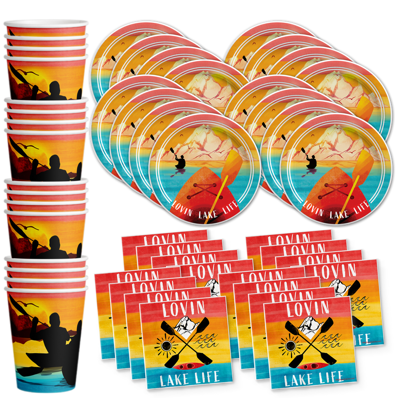 Lake Life Birthday Party Tableware Kit For 16 Guests