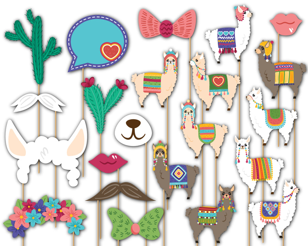 Llama Photo Booth Props 20pcs Assembled