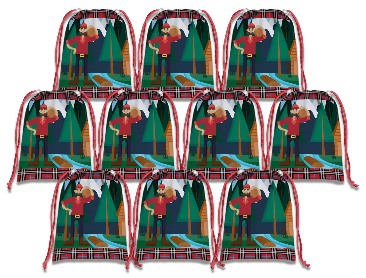Lumberjack Drawstring Tote Bag (10 Pack) - BirthdayGalore.com