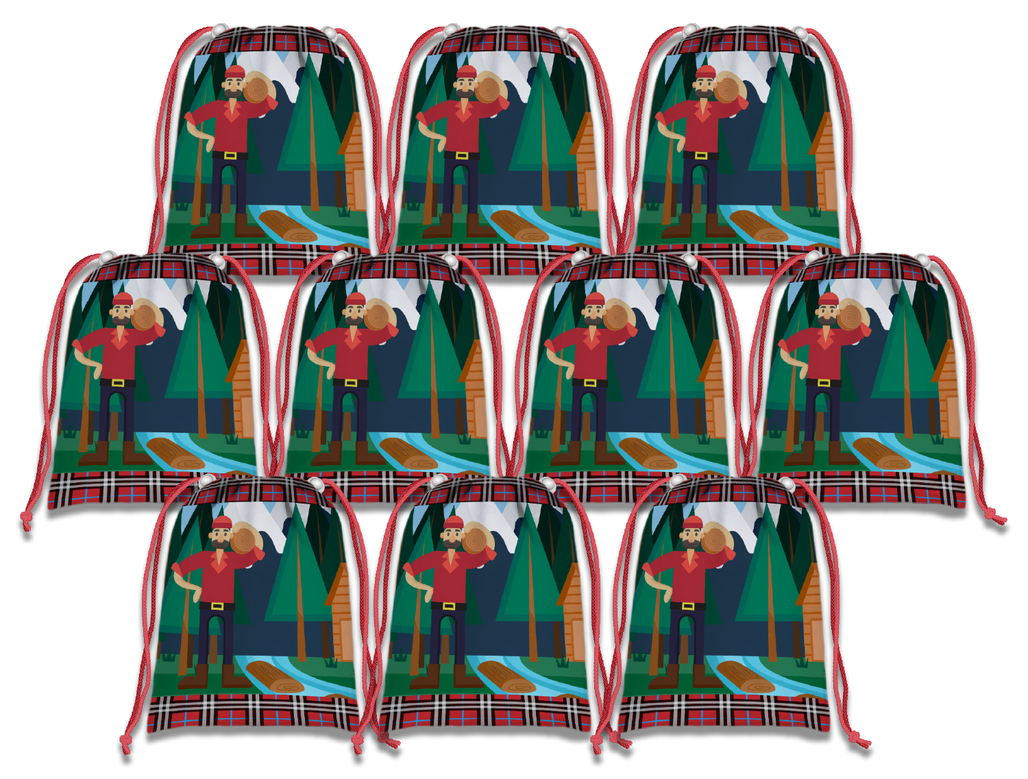 Lumberjack Drawstring Tote Bag (10 Pack) - BirthdayGalore.com