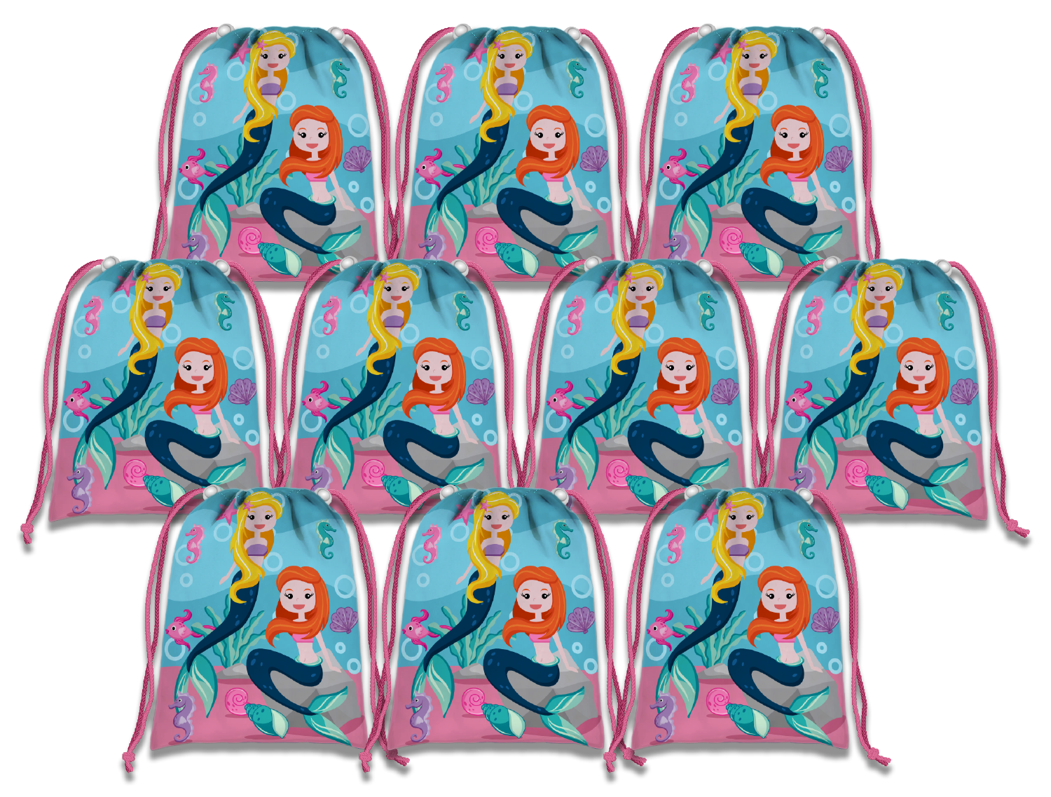 Mermaids Drawstring Tote Bag (10 Pack) - BirthdayGalore.com