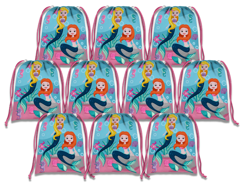 Mermaids Drawstring Tote Bag (10 Pack) - BirthdayGalore.com