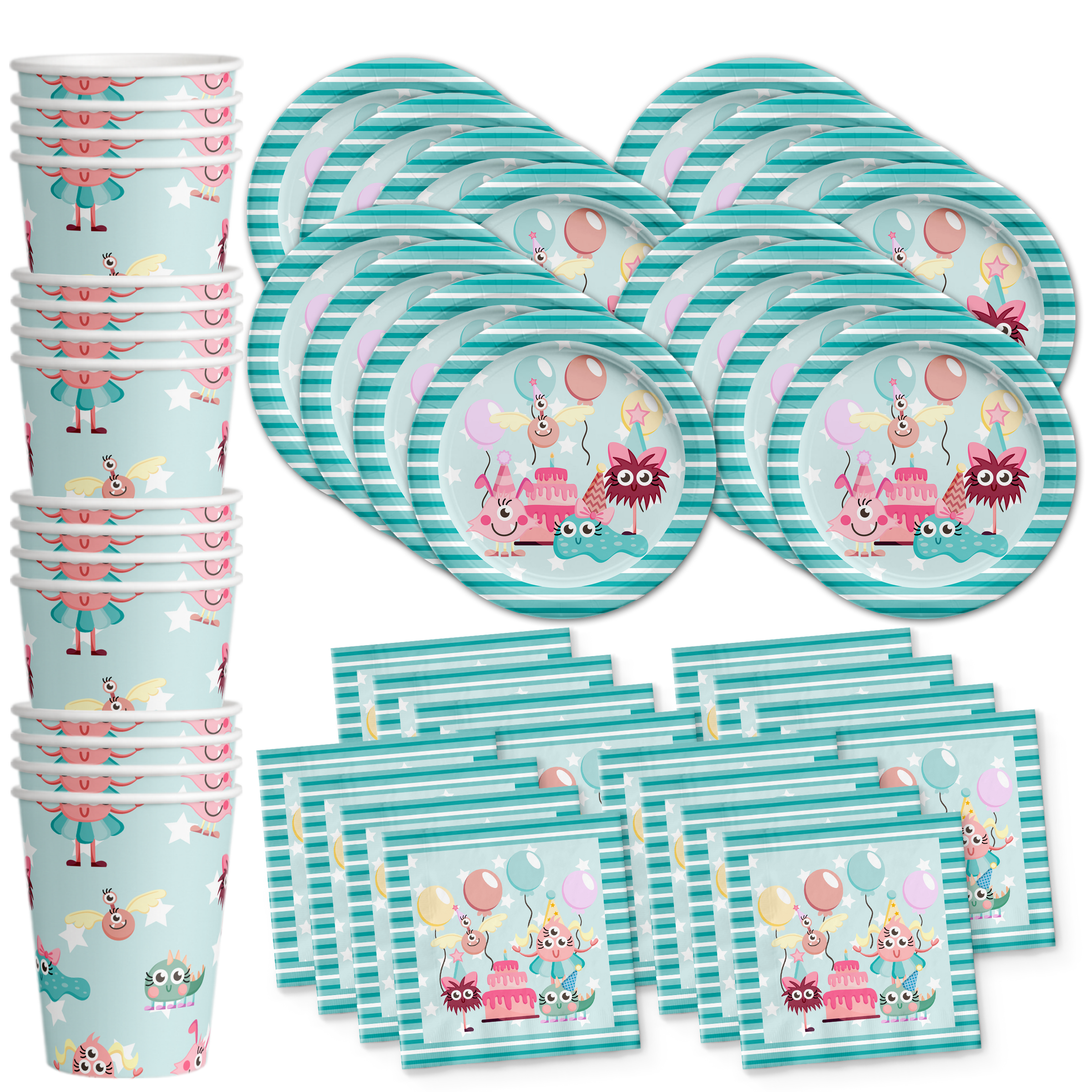 Birthday Galore Alice in Wonderland Birthday Party Supplies Set Plates Napkins Cups Tableware Kit for 16