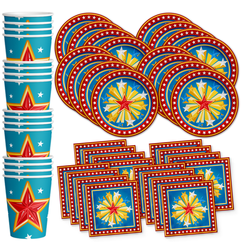 Mighty Women Super Hero Birthday Party Tableware Kit For 16 Guests - BirthdayGalore.com