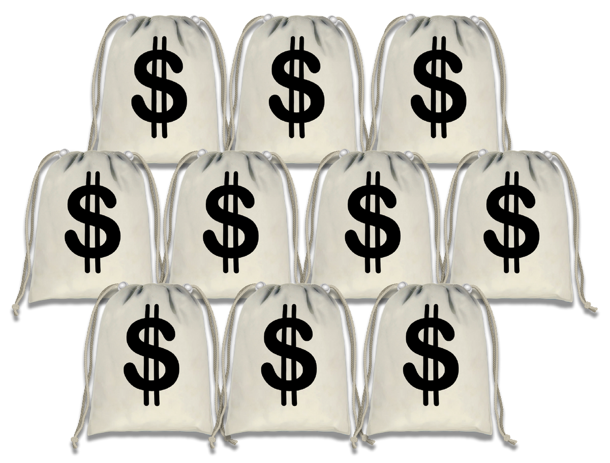 Money Drawstring Tote Bag (10 Pack) - BirthdayGalore.com