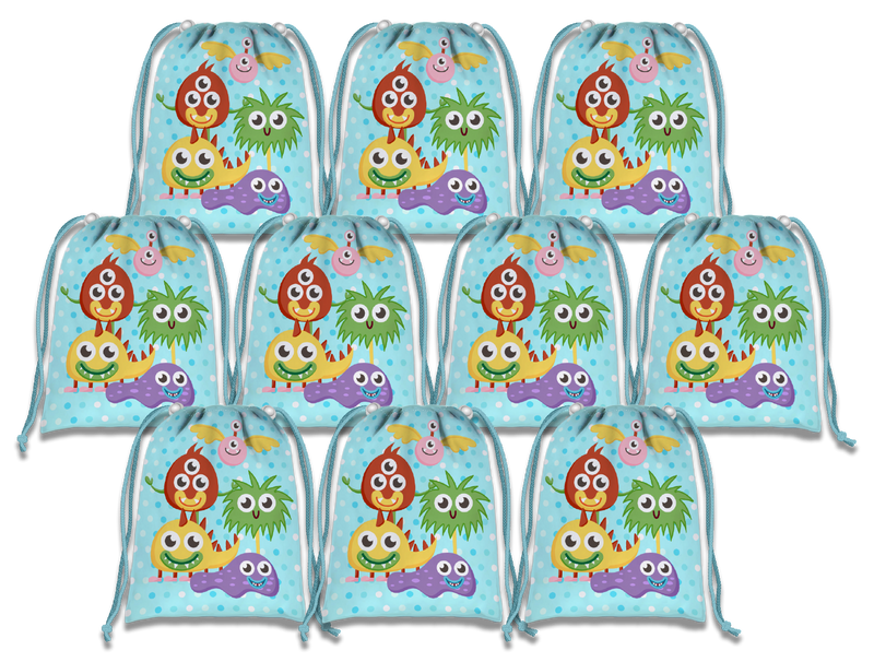 Mighty Monster Drawstring Tote Bag (10 Pack) - BirthdayGalore.com