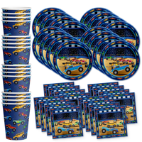 Monster Truck Birthday Party Tableware Kit For 16 Guests - BirthdayGalore.com