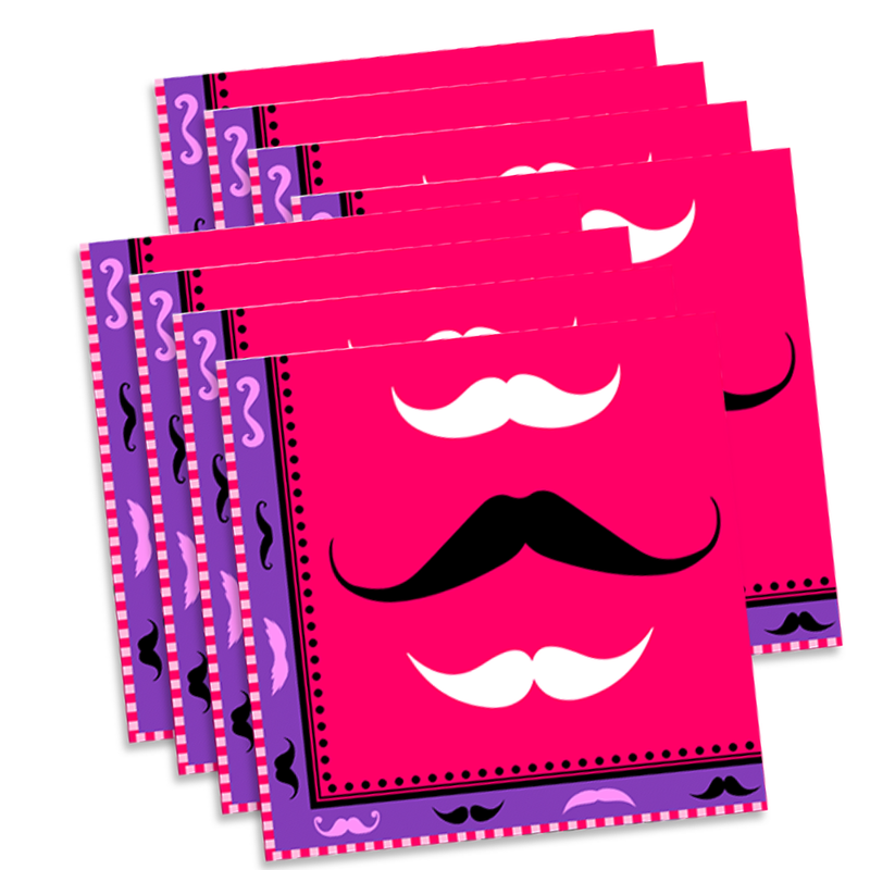 Pink Mustache Birthday Party Tableware Kit For 16 Guests - BirthdayGalore.com