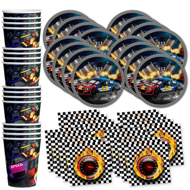 Race Day Birthday Party Tableware Kit For 16 Guests