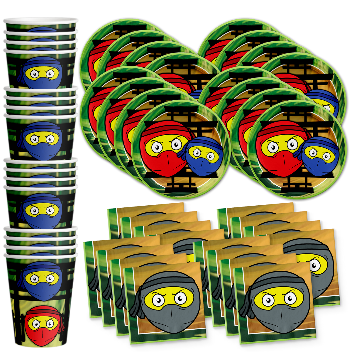 Ninja Master Birthday Party Tableware Kit For 16 Guests - BirthdayGalore.com