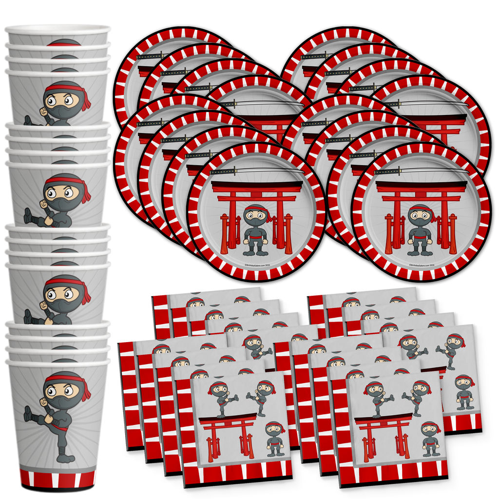 Ninja Warrior Birthday Party Tableware Kit For 16 Guests