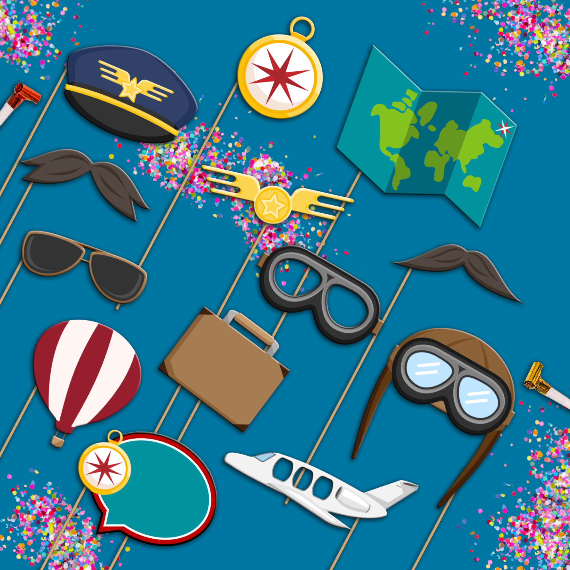 Airplane Photo Booth Props 20pcs Assembled