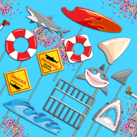 Shark Photo Booth Props 20pcs Assembled - BirthdayGalore.com