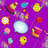 The Mad Hatter Tea Party Photo Booth Props 20pcs Assembled - BirthdayGalore.com