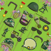 Classic Camo Photo Booth Props 20pcs Assembled - BirthdayGalore.com