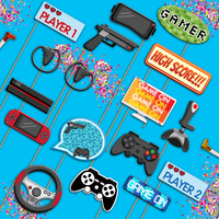 Video Game Photo Booth Props 20pcs Assembled - BirthdayGalore.com