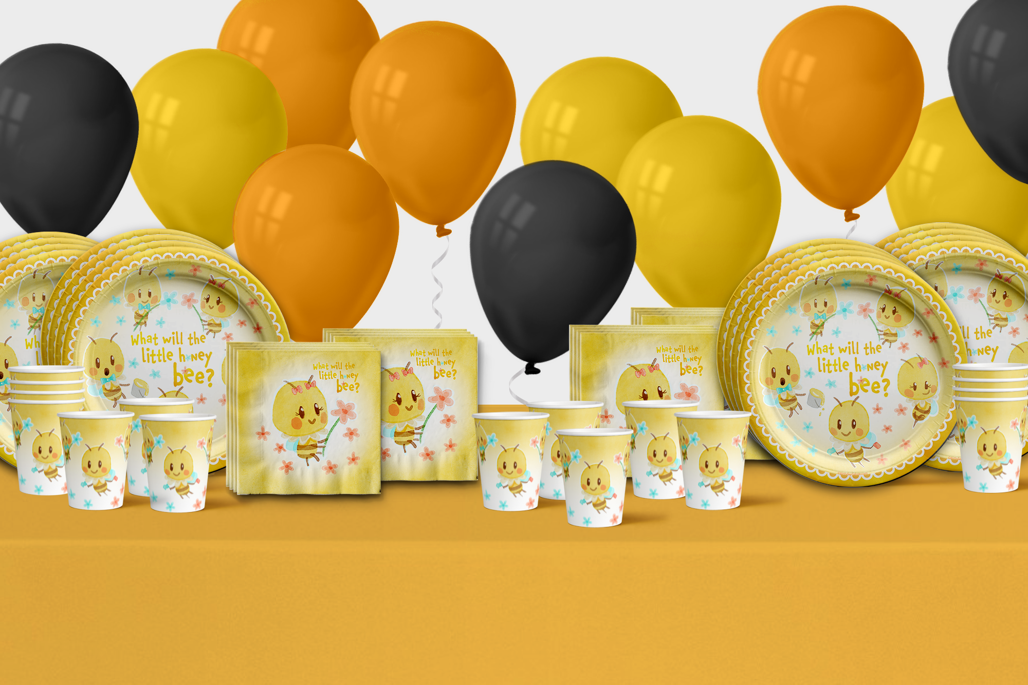 Birthday Galore What Will The Little Honey Bee? Gender Reveal Party Supplies Set Plates Napkins Cups Tableware Kit for 16