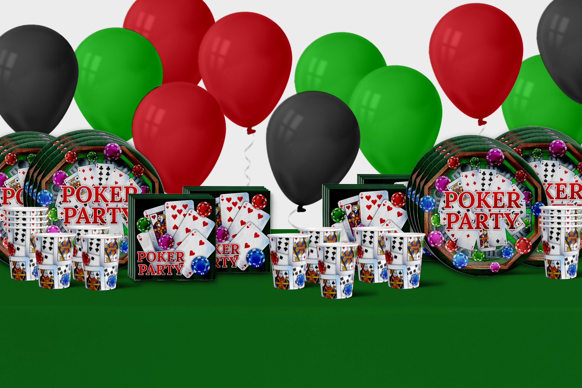 Birthday Galore Poker Party Tableware Kit For 16 Guests