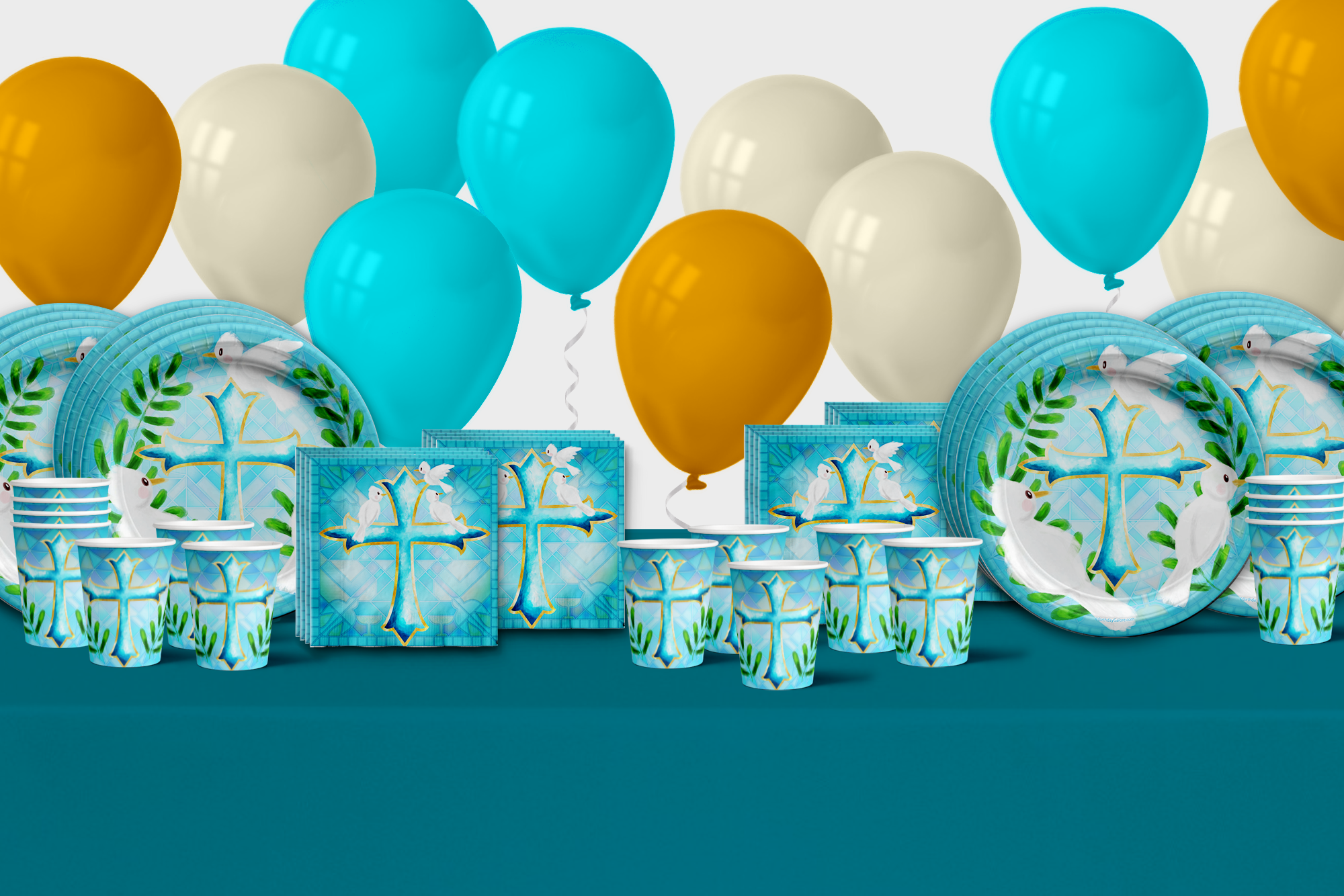 Birthday Galore Baptism Boy Party Tableware Kit For 16 Guests