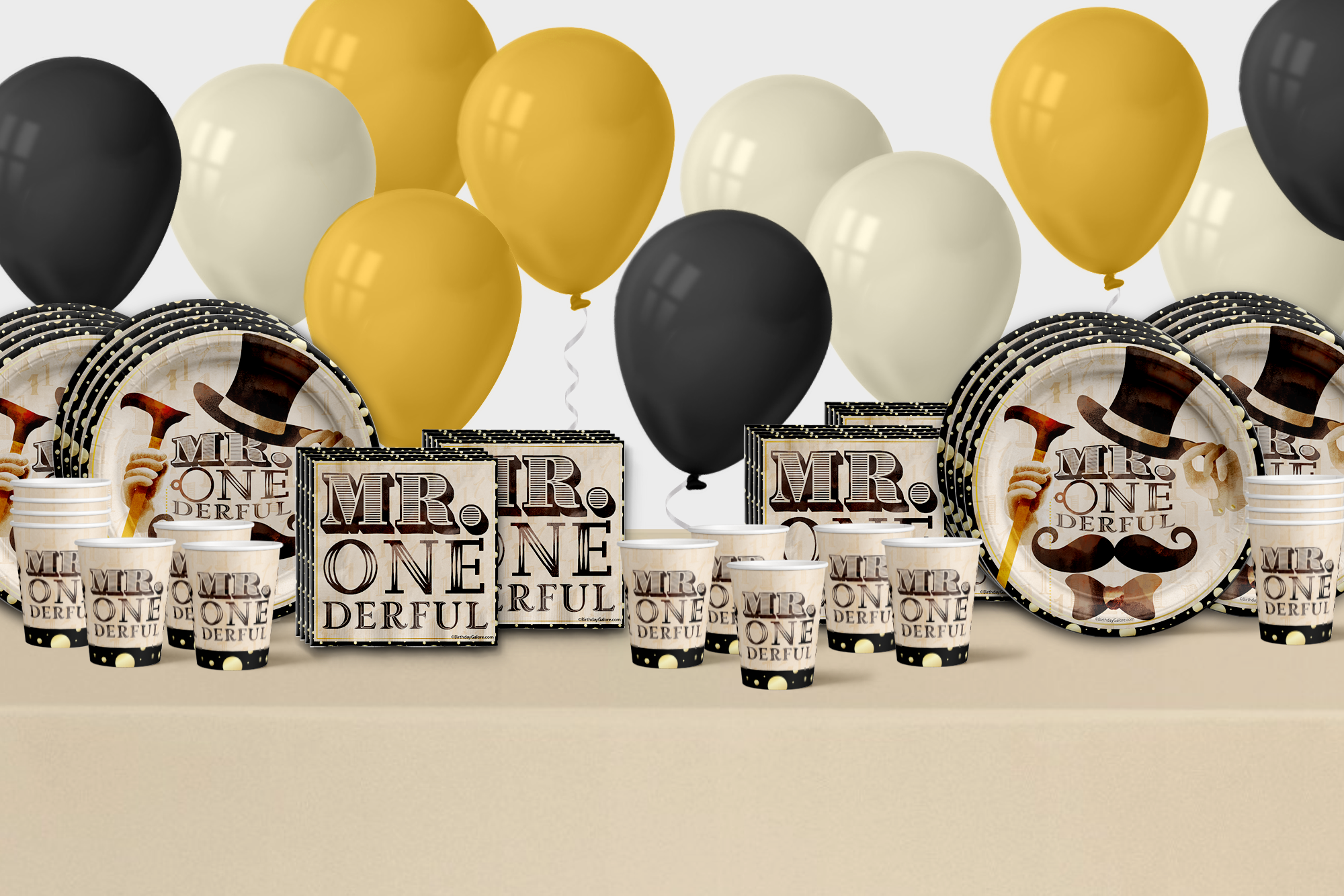 Mr. Onederful 1st Birthday Party Tableware Kit For 16 Guests
