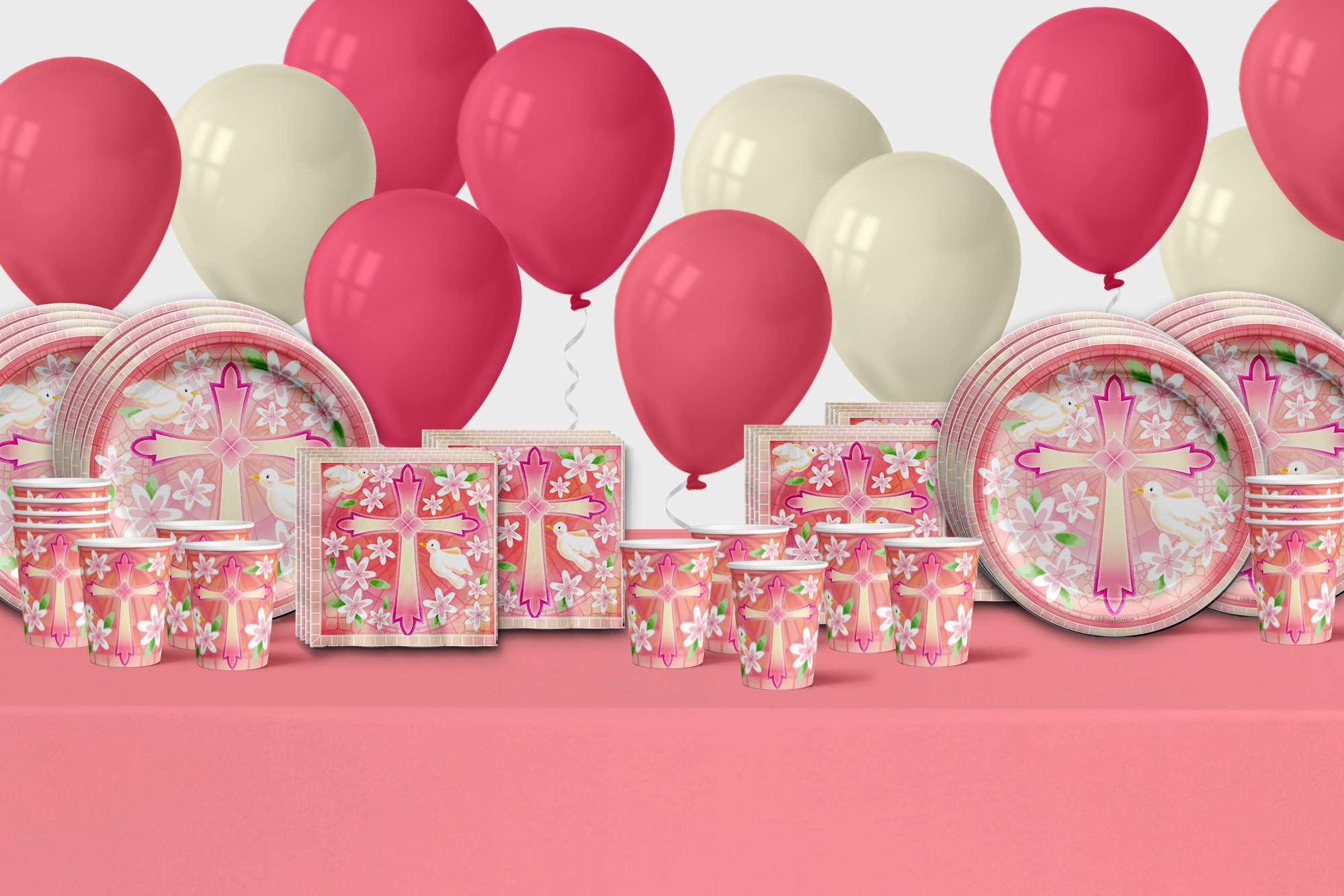 Birthday Galore Baptism Girl Party Tableware Kit For 16 Guests