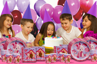 Pink Girl Puppy Dog Birthday Party Tableware Kit For 16 Guests - BirthdayGalore.com