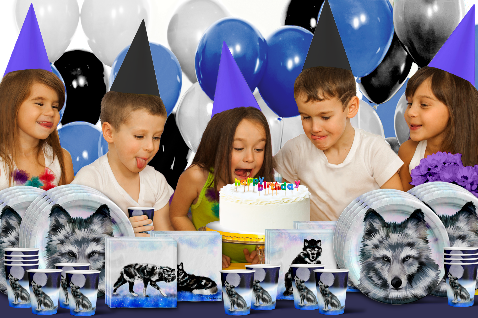 Wolf Birthday Party Tableware Kit For 16 Guests