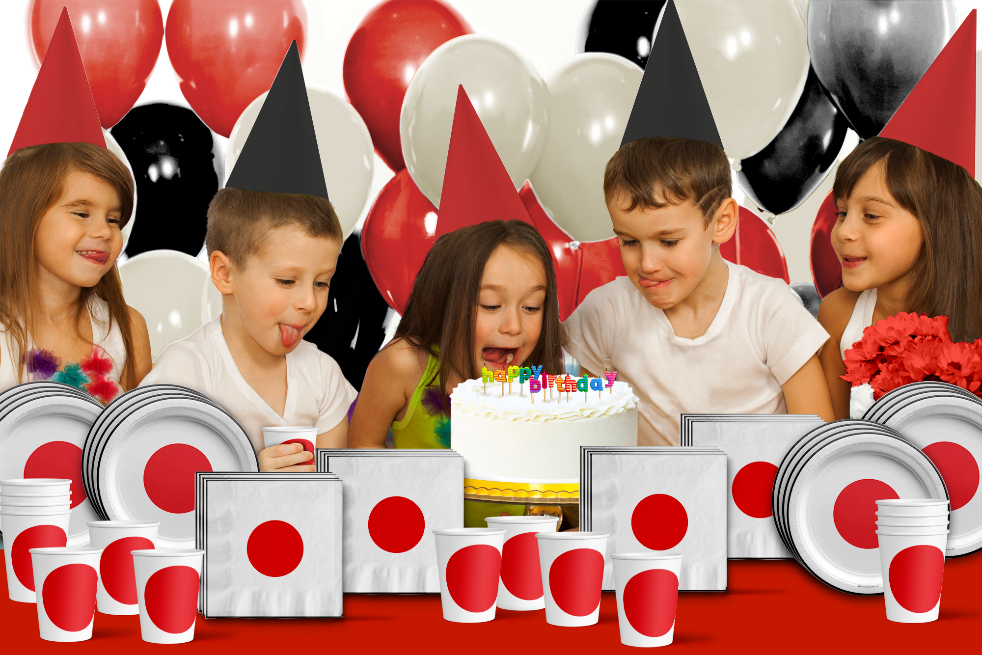 Japan Flag Birthday Party Tableware Kit For 16 Guests