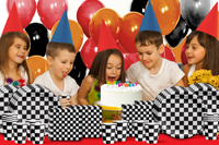 Checkered Flag Birthday Party Tableware Kit For 16 Guests - BirthdayGalore.com