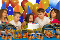 Basketball Star Birthday Party Tableware Kit For 16 Guests - BirthdayGalore.com