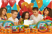 Fire Truck Boy Birthday Party Tableware Kit For 16 Guests - BirthdayGalore.com