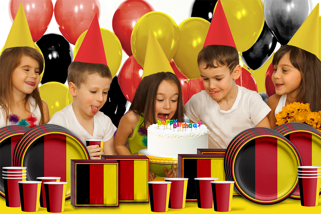 German Flag Birthday Party Tableware Kit For 16 Guests - BirthdayGalore.com