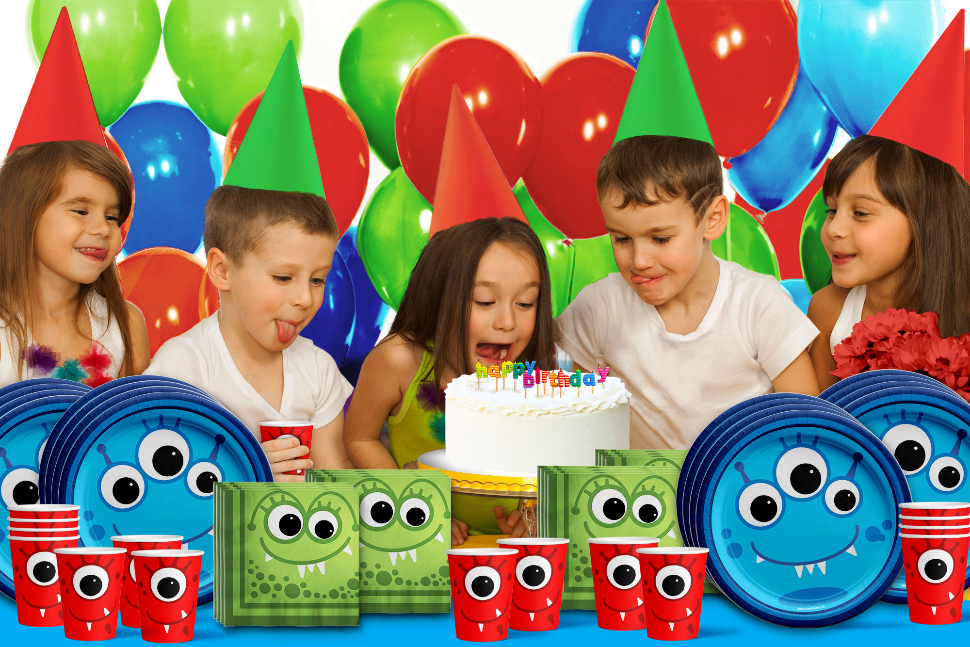 Mighty Monster Birthday Party Tableware Kit For 16 Guests - BirthdayGalore.com