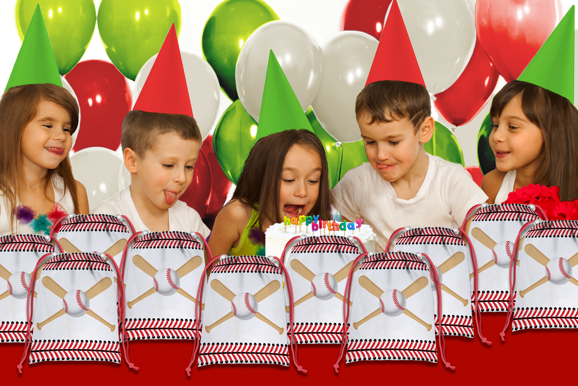 Baseball Drawstring Tote Bag (10 Pack) - BirthdayGalore.com
