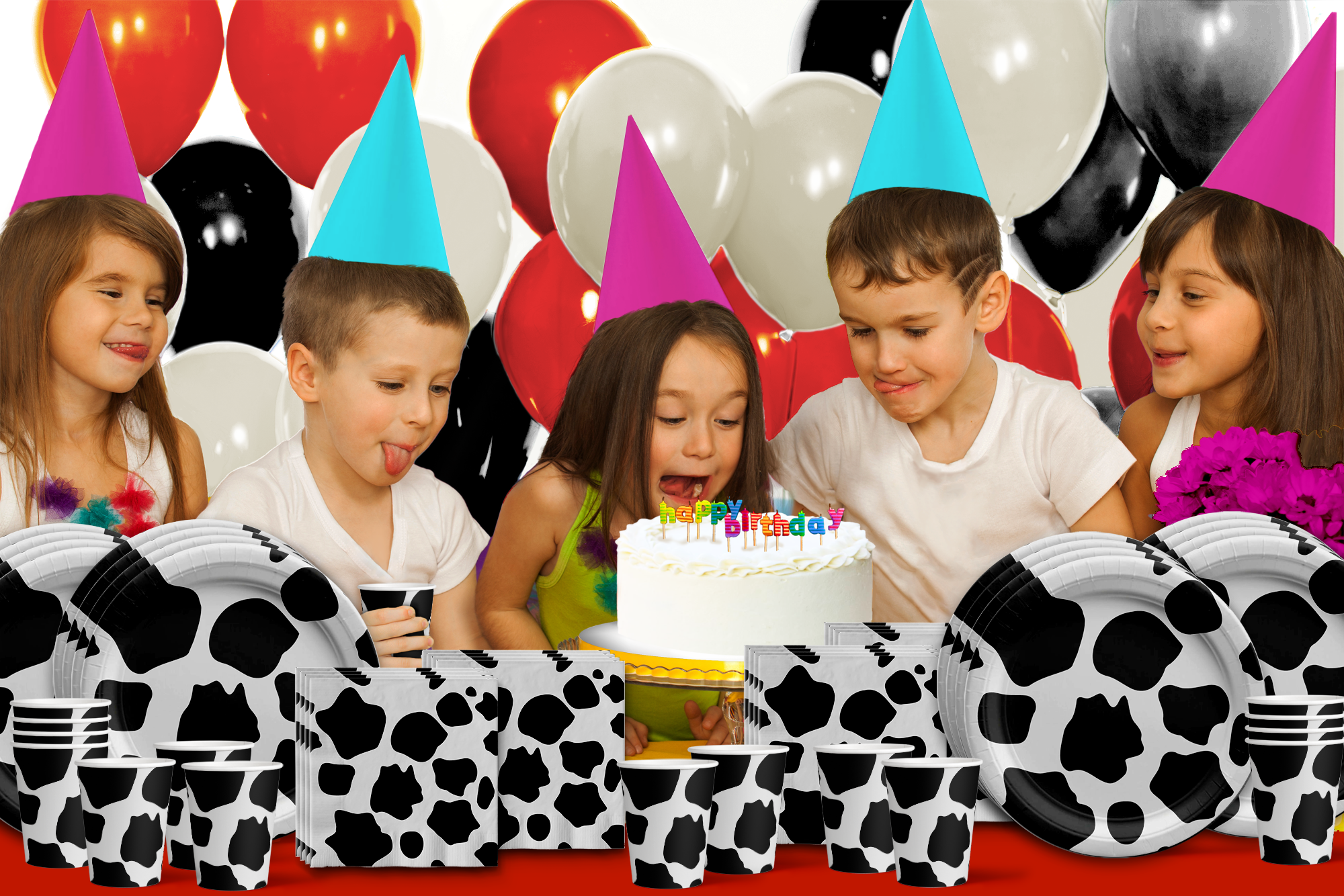 Cow Birthday Party Tableware Kit For 16 Guests - BirthdayGalore.com