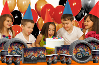 Motorcycle Biker Birthday Party Tableware Kit For 16 Guests - BirthdayGalore.com