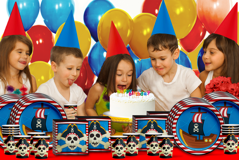 Pirate Ship Birthday Party Tableware Kit For 16 Guests - BirthdayGalore.com