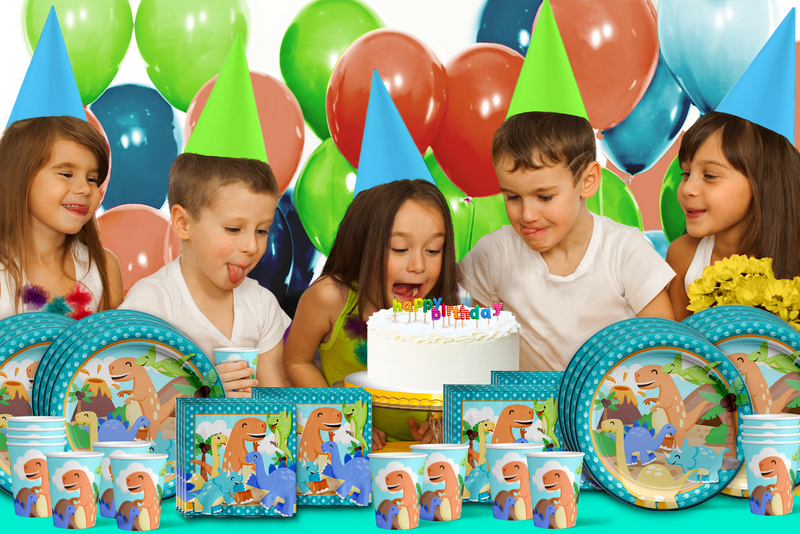 Little Dinosaur Birthday Party Tableware Kit For 16 Guests
