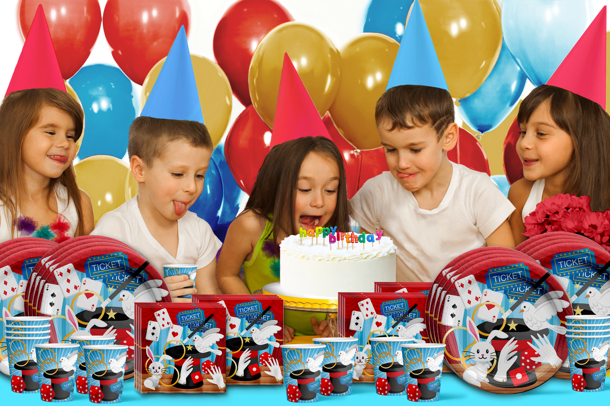 Magic Show Birthday Party Tableware Kit For 16 Guests - BirthdayGalore.com